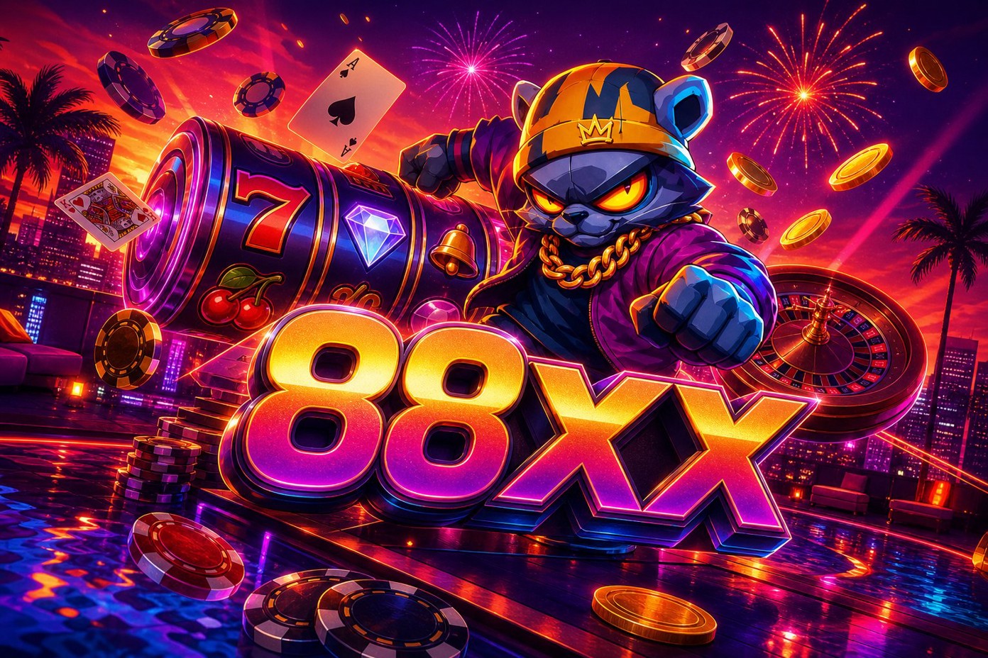 Giao diện trang chủ 88XX với các biểu tượng trò chơi và ưu đãi nổi bật