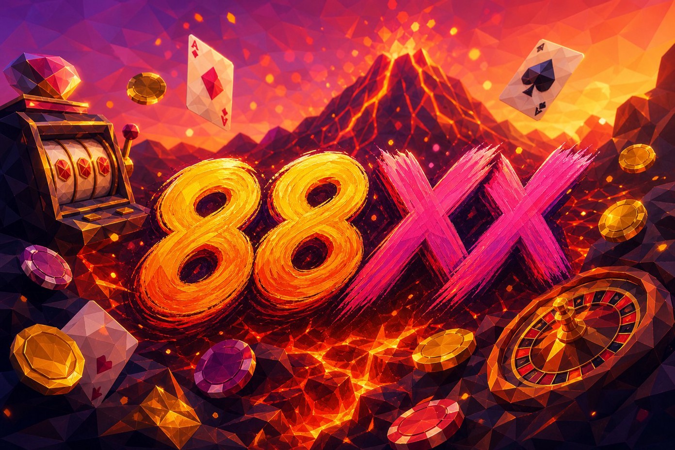 Ảnh bìa trò chơi Wild Ace tại 88XX với biểu tượng quân bài và giao diện tối màu